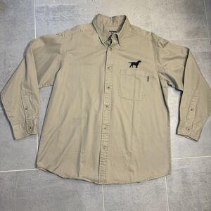 Woolrich Men's Hunting Khaki Shirt Embroidered Labrador NOS- Size Large